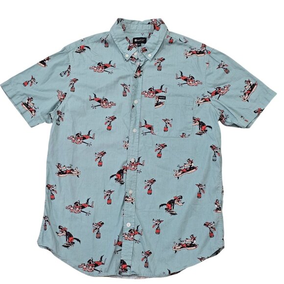 Matix Short Sleeve Button-Up Shirt With Cartoon Print Size L - Picture 1 of 7